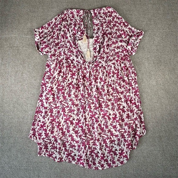 Free People Dresses & Skirts - Free People Women's L Pink Floral Tie-Front‎ Midi Dress Bohemian Style